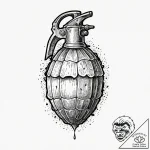 Grenade, artistic tattoo sketch, black and gr… – tattoo sketch (№1751932036_0, 07.07.2025 23:47) — tattoovalue.net