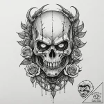 Trash polka tattoo of immortan joe’s mask fro… – tattoo sketch (№1751932372_0, 07.07.2025 23:52) — tattoovalue.net