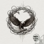 An eagle fighting a snake, ink illustration f… – tattoo sketch (№1751933388_0, 08.07.2025 00:09) — tattoovalue.net