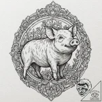 Pig, tattoo flash sheet design, professional… – tattoo sketch (№1751933472_0, 08.07.2025 00:11) — tattoovalue.net