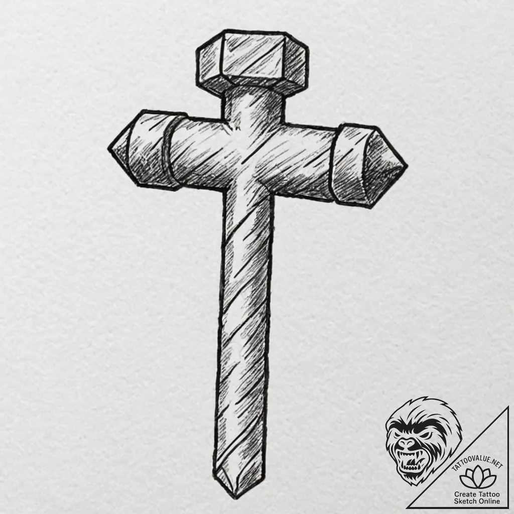 A linework tattoo of the iconic hammer from o... - tattoo sketch (№1751933641_0, 08.07.2025 00:14) — tattoovalue.net