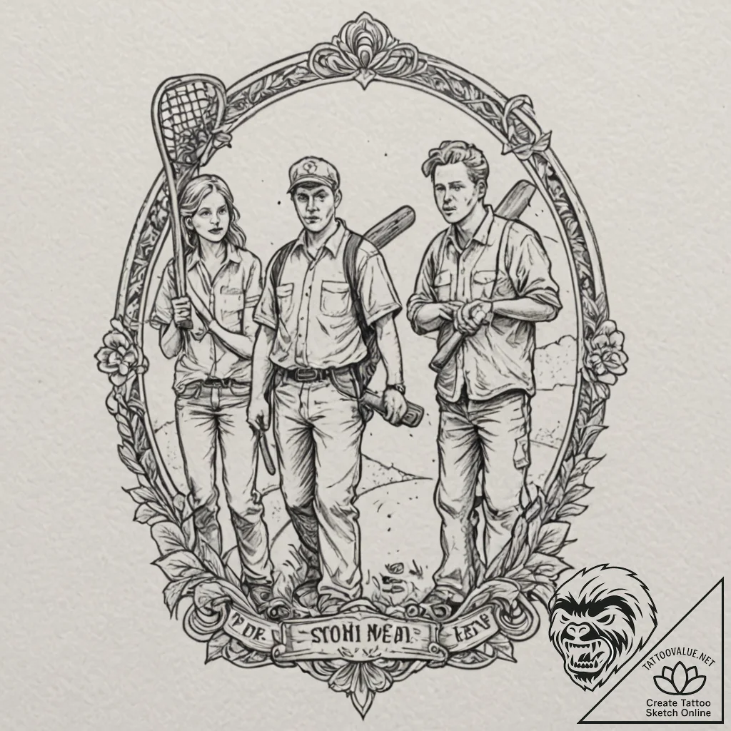 A sketch of the main characters from shaun of... - tattoo sketch (№1751933726_0, 08.07.2025 00:15) — tattoovalue.net