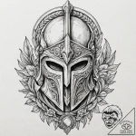 Spartan helmet, tattoo sketch design, sepia t… – tattoo sketch (№1751934232_0, 08.07.2025 00:23) — tattoovalue.net