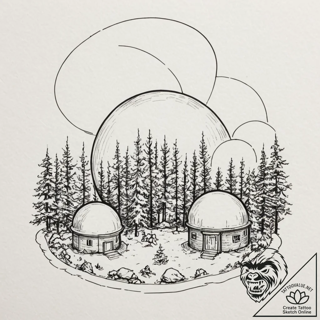 Domes, concept art for tattoo, moderately det... - tattoo sketch (№1751934317_0, 08.07.2025 00:25) — tattoovalue.net
