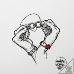 Handcuffs, tattoo sketch design, black and re… – tattoo sketch (№1751934402_0, 08.07.2025 00:26) — tattoovalue.net