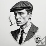A trash polka portrait of tommy shelby, with… – tattoo sketch (№1751935339_0, 08.07.2025 00:42) — tattoovalue.net
