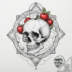 A neo-traditional tattoo of the poison apple… – tattoo sketch (№1751935424_0, 08.07.2025 00:43) — tattoovalue.net