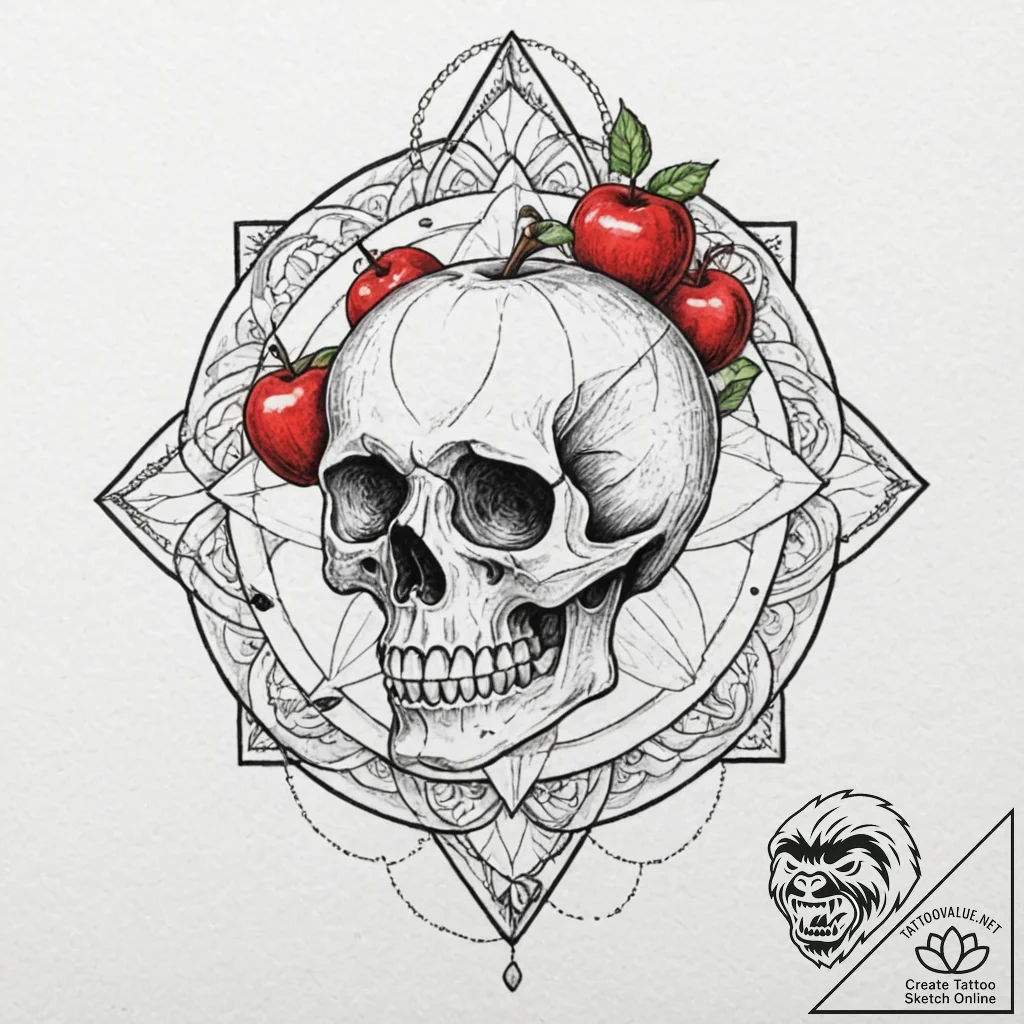 A neo-traditional tattoo of the poison apple... - tattoo sketch (№1751935424_0, 08.07.2025 00:43) — tattoovalue.net