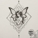 Fairy, concept art for tattoo, sepia tone ske… – tattoo sketch (№1751935508_0, 08.07.2025 00:45) — tattoovalue.net