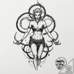 Svarog, tattoo line art, black and red ink, r… – tattoo sketch (№1751935758_0, 08.07.2025 00:49) — tattoovalue.net