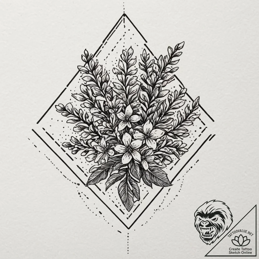 Lilac, tattoo line art, on textured artist pa... - tattoo sketch (№1751936434_0, 08.07.2025 01:00) — tattoovalue.net