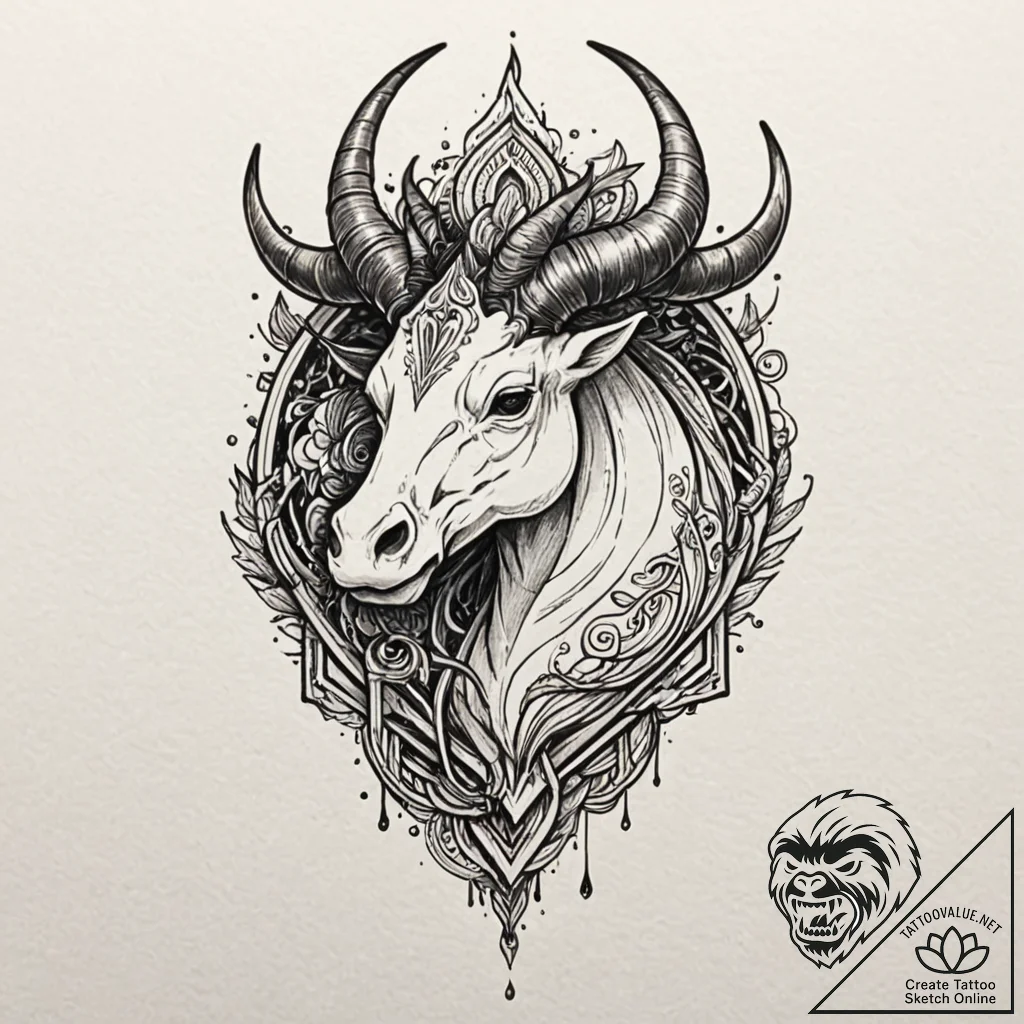Linework tattoo of the mudhorn signet given t... - tattoo sketch (№1751937107_0, 08.07.2025 01:11) — tattoovalue.net
