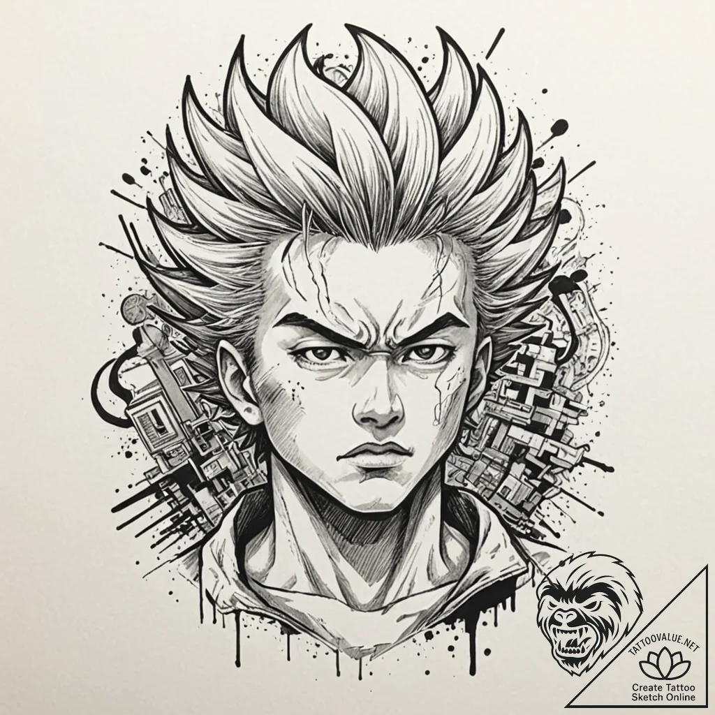 A graphic novel panel of tetsuo's mutation fr... - tattoo sketch (№1751937192_0, 08.07.2025 01:13) — tattoovalue.net