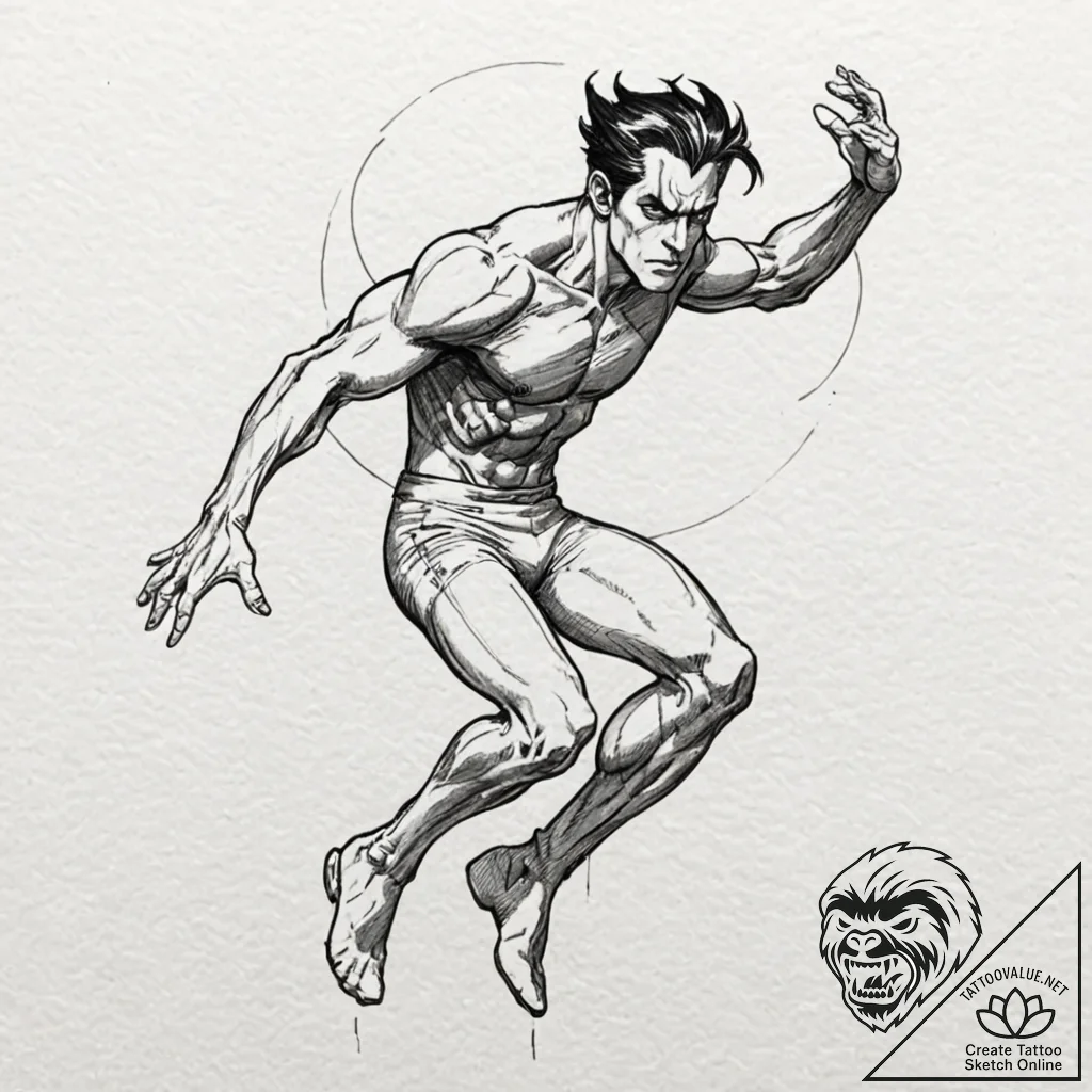 A watercolor sketch of nightcrawler teleporti... - tattoo sketch (№1751937359_0, 08.07.2025 01:15) — tattoovalue.net