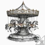 A watercolor tattoo of a haunted carousel, wi… – tattoo sketch (№1751938079_0, 08.07.2025 01:27) — tattoovalue.net