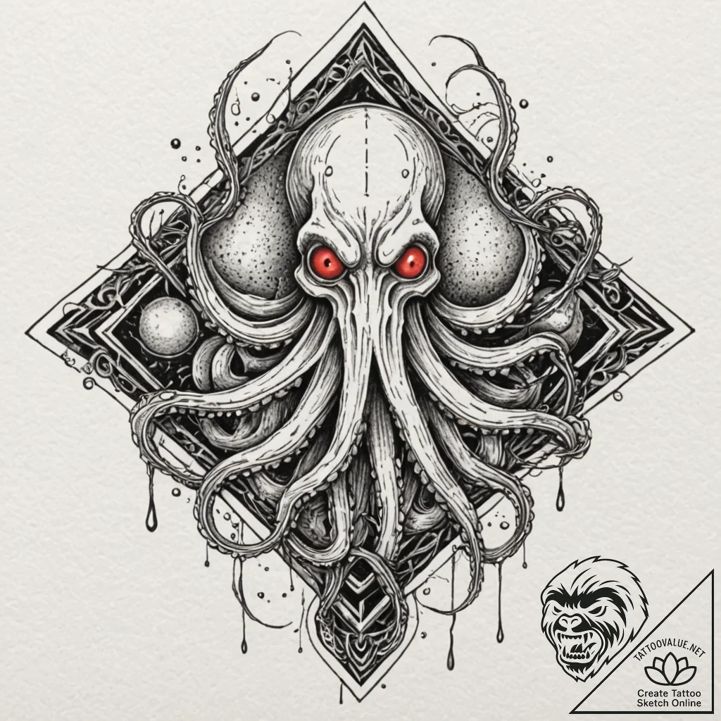 Neo-traditional design of a sentinel (squiddy... - tattoo sketch (№1751938156_0, 08.07.2025 01:29) — tattoovalue.net