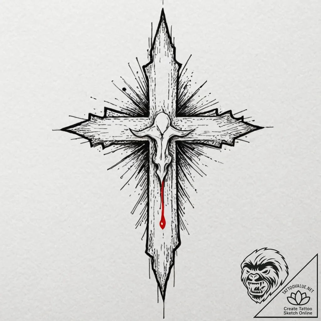 A neo-traditional tattoo of eleven with a blo... - tattoo sketch (№1751938495_0, 08.07.2025 01:34) — tattoovalue.net