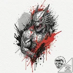 A graphic novel panel of dutch and the predat… – tattoo sketch (№1751938916_0, 08.07.2025 01:41) — tattoovalue.net