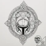 A “flash sheet” of mandalorian helmets: boba… – tattoo sketch (№1751939338_0, 08.07.2025 01:48) — tattoovalue.net