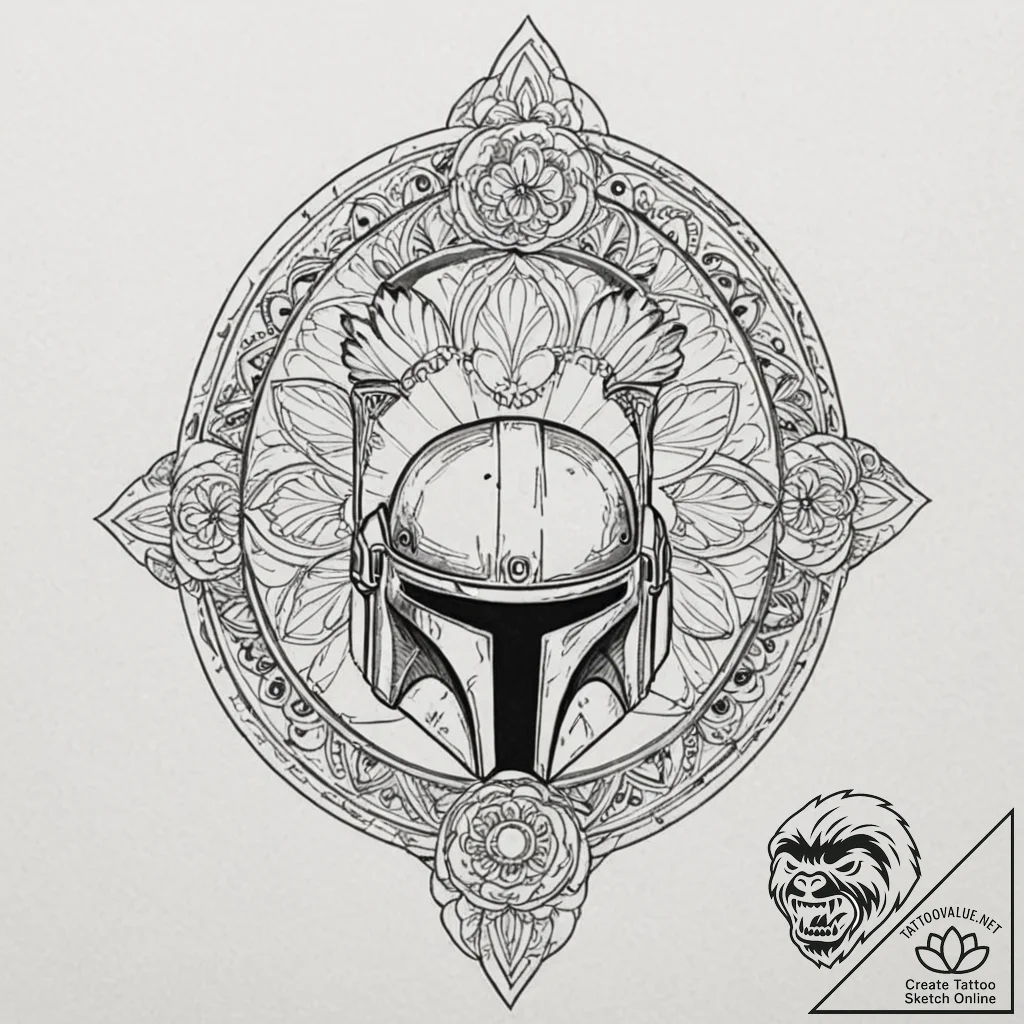 A "flash sheet" of mandalorian helmets: boba... - tattoo sketch (№1751939338_0, 08.07.2025 01:48) — tattoovalue.net