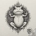 A neo-traditional tattoo of the toad from pan… – tattoo sketch (№1751939423_0, 08.07.2025 01:50) — tattoovalue.net