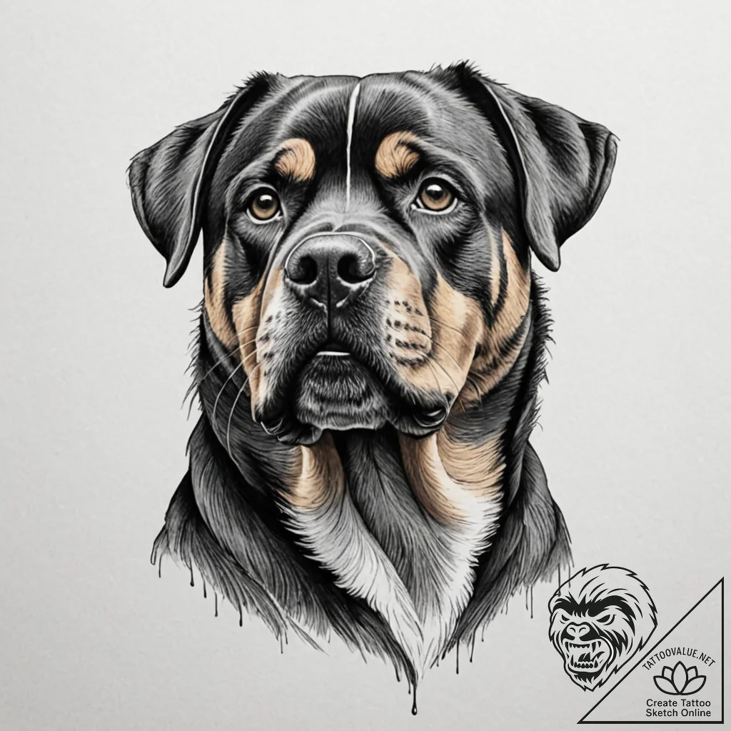 Rottweiler, tattoo flash sheet design, realis... - tattoo sketch (№1751939758_0, 08.07.2025 01:55) — tattoovalue.net