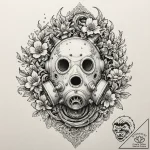 An old diving helmet overgrown with coral, co… – tattoo sketch (№1751940687_0, 08.07.2025 02:11) — tattoovalue.net