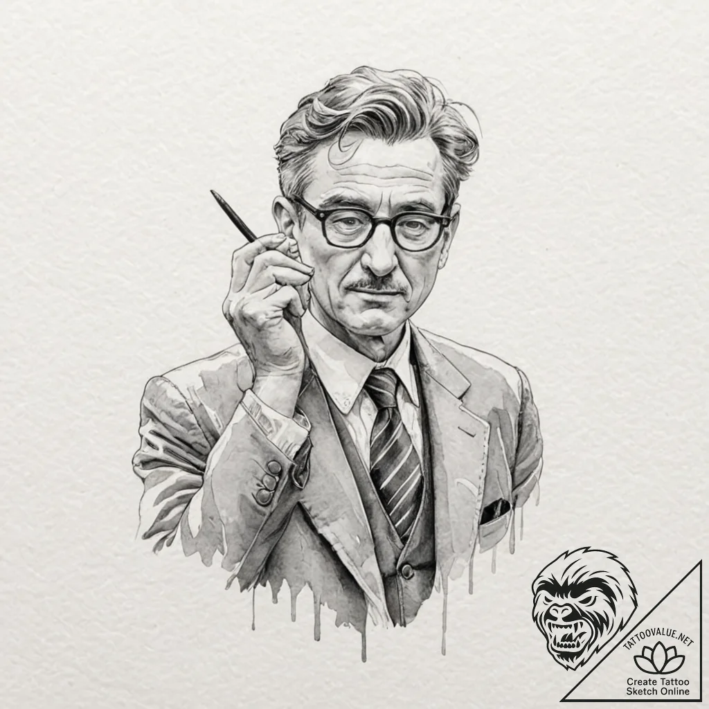 A sketch of the professor, adjusting his glas... - tattoo sketch (№1751941113_0, 08.07.2025 02:18) — tattoovalue.net