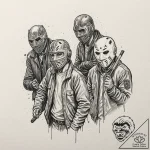 A graphic novel panel of the bank robbery sce… – tattoo sketch (№1751941625_0, 08.07.2025 02:27) — tattoovalue.net