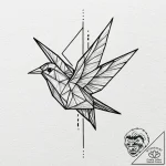 A linework tattoo of the origami bird made by… – tattoo sketch (№1751941710_0, 08.07.2025 02:28) — tattoovalue.net