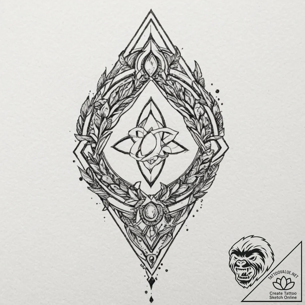 A linework tattoo of the protoss symbol., tat... - tattoo sketch (№1751941877_0, 08.07.2025 02:31) — tattoovalue.net