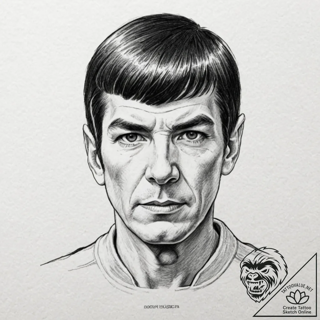 A sketch of spock, with a raised eyebrow, "fa... - tattoo sketch (№1751941961_0, 08.07.2025 02:32) — tattoovalue.net