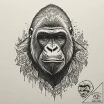 Gorilla, tattoo flash sheet design, vibrant c… – tattoo sketch (№1751942046_0, 08.07.2025 02:34) — tattoovalue.net