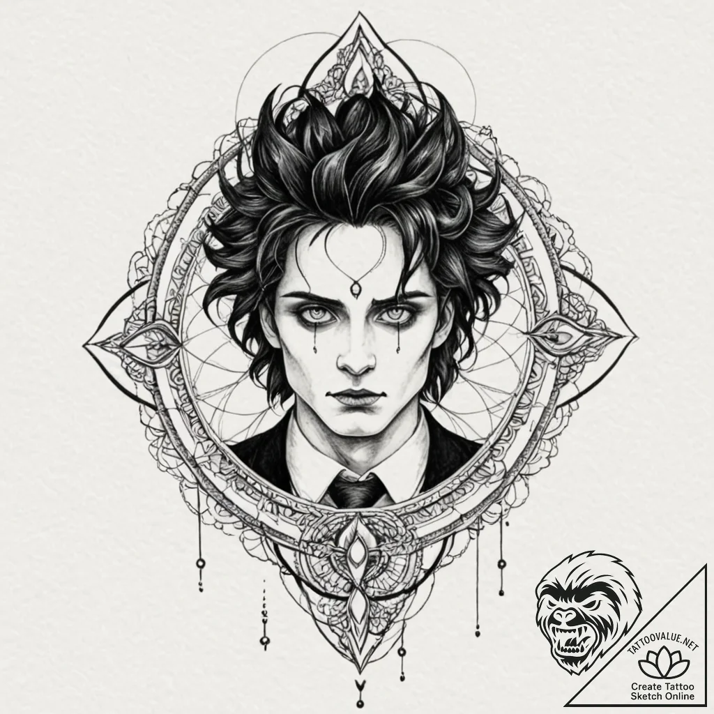 A neo-traditional portrait of edward scissorh... - tattoo sketch (№1751942215_0, 08.07.2025 02:36) — tattoovalue.net
