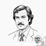 A graphic novel portrait of ron burgundy from… – tattoo sketch (№1751942720_0, 08.07.2025 02:45) — tattoovalue.net