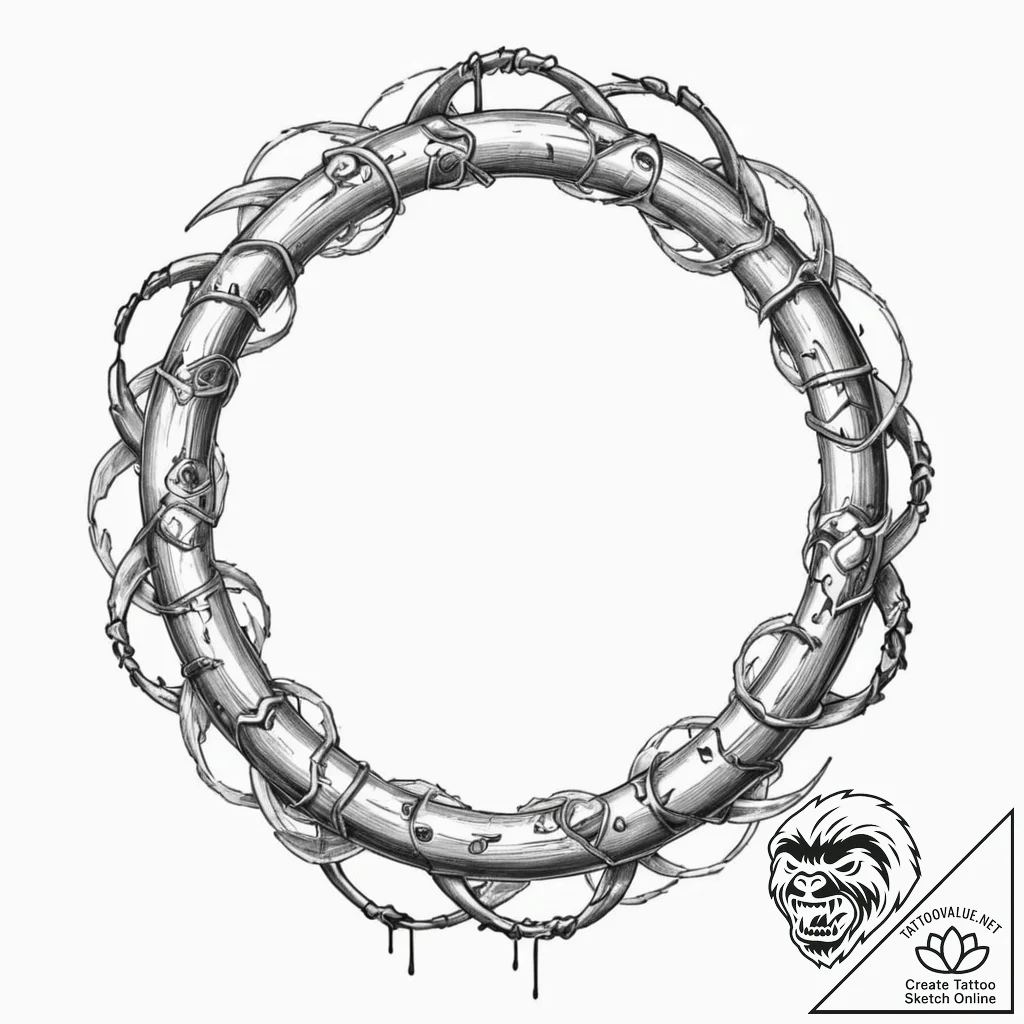 A trash polka tattoo of the homunculus symbol... - tattoo sketch (№1751942805_0, 08.07.2025 02:46) — tattoovalue.net