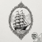 A watercolor sketch of the grey havens, a shi… – tattoo sketch (№1751943308_0, 08.07.2025 02:55) — tattoovalue.net