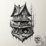 Baba yaga’s hut on chicken legs, tattoo sketc… – tattoo sketch (№1751943392_0, 08.07.2025 02:56) — tattoovalue.net