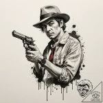 A neo-traditional portrait of anton chigurh w… – tattoo sketch (№1751943983_0, 08.07.2025 03:06) — tattoovalue.net
