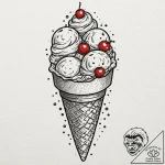 Ice cream, tattoo line art, trash polka tatto… – tattoo sketch (№1751944576_0, 08.07.2025 03:16) — tattoovalue.net