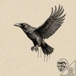 Black raven, ink illustration for tattoo, mas… – tattoo sketch (№1751944745_0, 08.07.2025 03:19) — tattoovalue.net