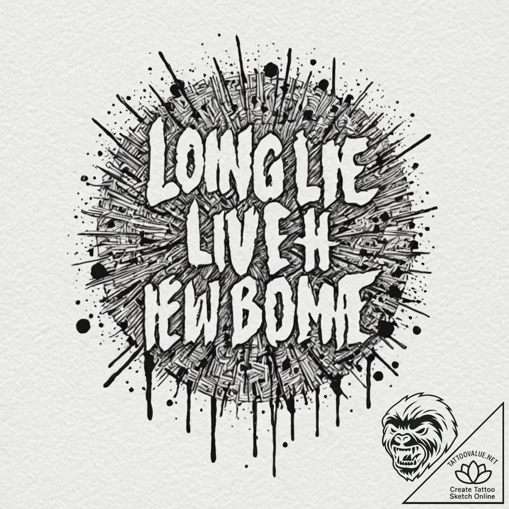 A neo-traditional tattoo of the "long live th... - tattoo sketch (№1751945251_0, 08.07.2025 03:27) — tattoovalue.net