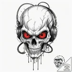 A neo-traditional tattoo of the alien skull-f… – tattoo sketch (№1751945419_0, 08.07.2025 03:30) — tattoovalue.net