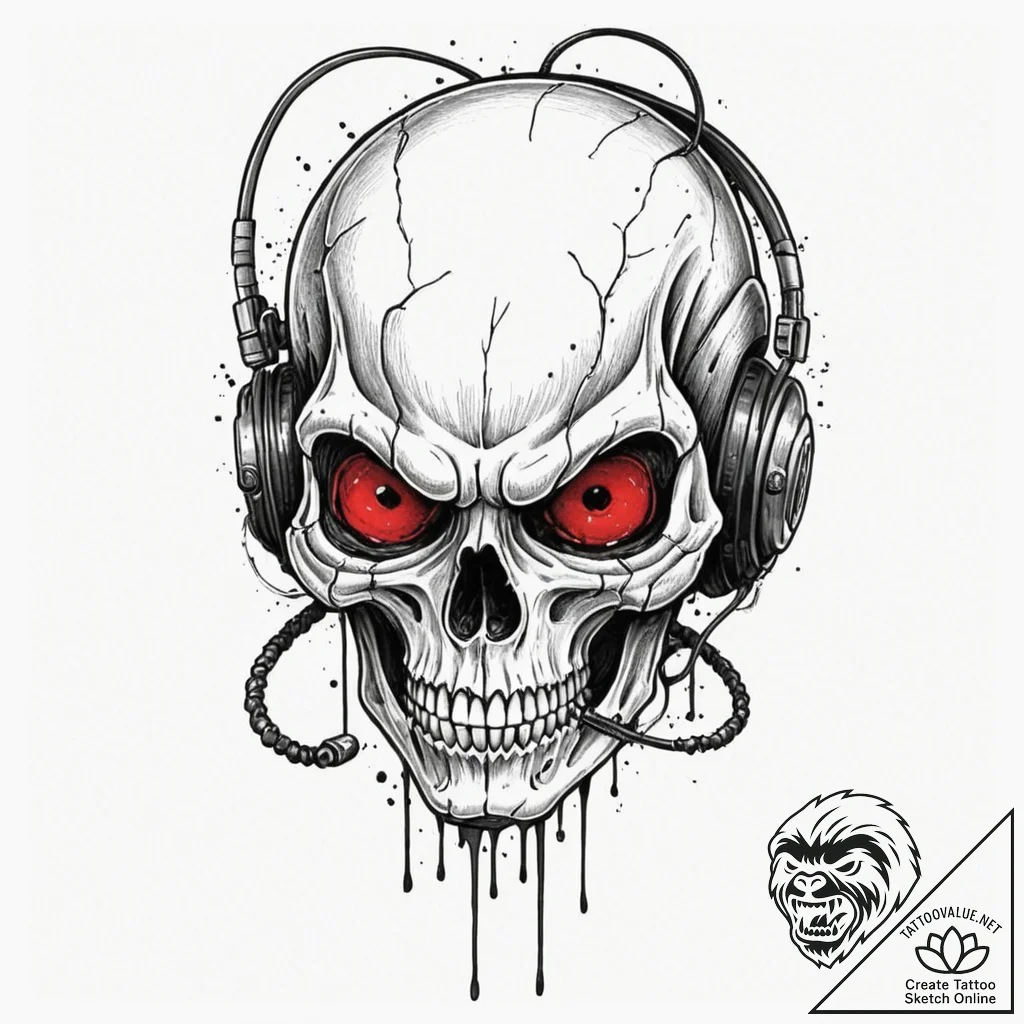 A neo-traditional tattoo of the alien skull-f... - tattoo sketch (№1751945419_0, 08.07.2025 03:30) — tattoovalue.net