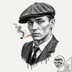 A trash polka portrait of tommy shelby, with… – tattoo sketch (№1751945502_0, 08.07.2025 03:31) — tattoovalue.net