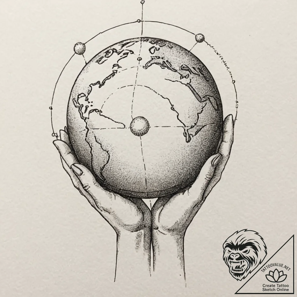Atlas holding the globe, concept art for tatt... - tattoo sketch (№1751946338_0, 08.07.2025 03:45) — tattoovalue.net