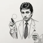 A graphic novel panel of tony montana from sc… – tattoo sketch (№1751946502_0, 08.07.2025 03:48) — tattoovalue.net