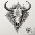 Bull skull, tattoo flash sheet design, minima… – tattoo sketch (№1751946754_0, 08.07.2025 03:52) — tattoovalue.net