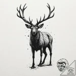 A trash polka composition of a wendigo, a cre… – tattoo sketch (№1751947258_0, 08.07.2025 04:00) — tattoovalue.net