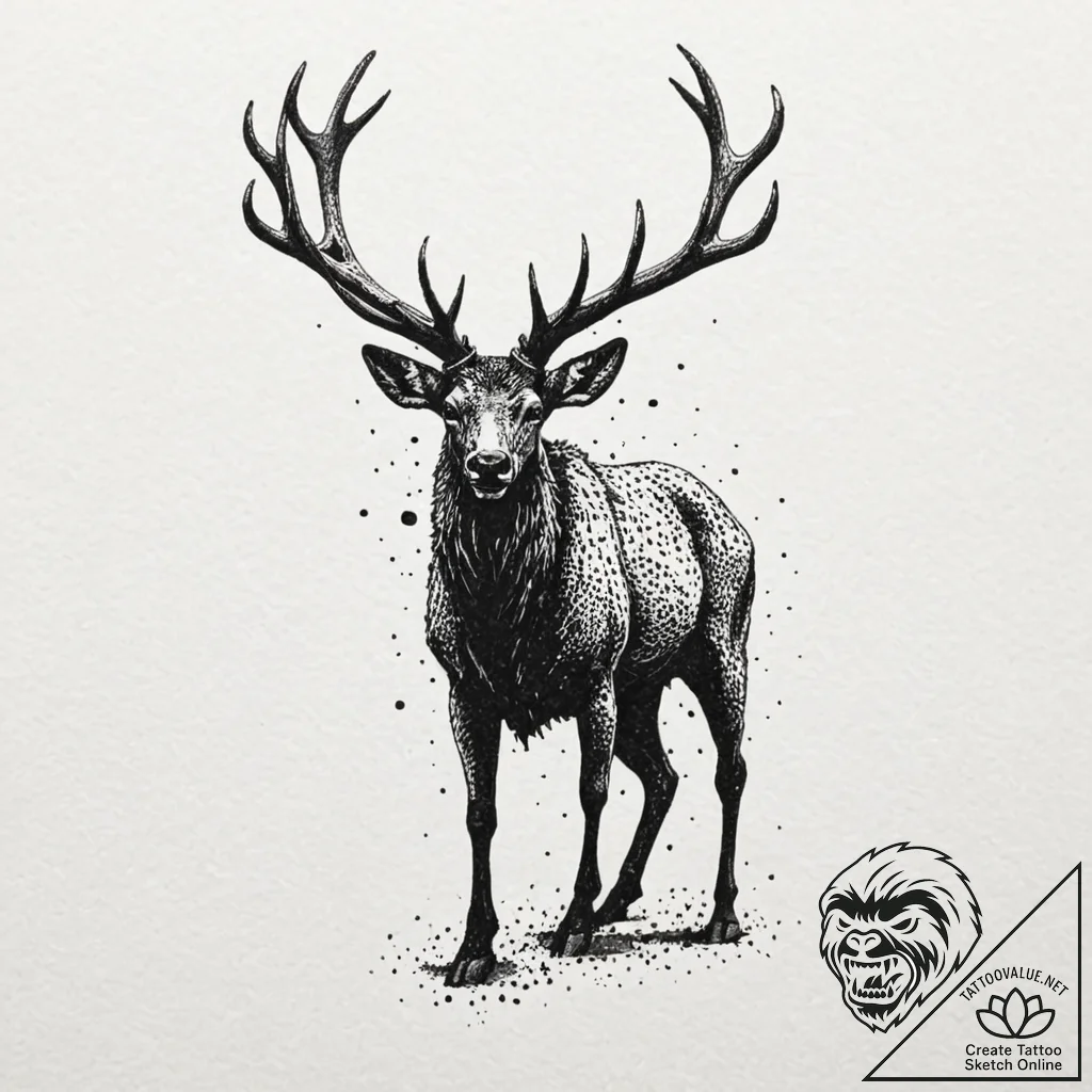 A trash polka composition of a wendigo, a cre... - tattoo sketch (№1751947258_0, 08.07.2025 04:00) — tattoovalue.net